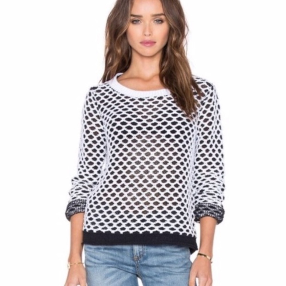 Rag & Bone Taryn Crochet Mesh Black White Sweater - Picture 1 of 9